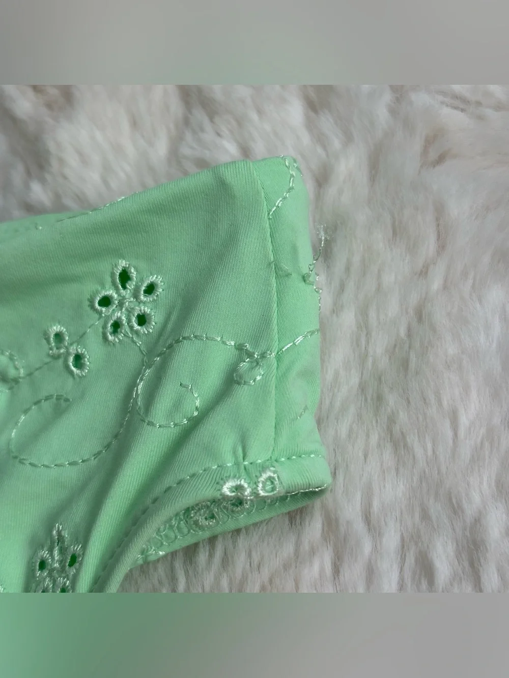 NWT Frankie’s Bikinis Jasper Mint Light Green Eyelet Bikini Bottoms